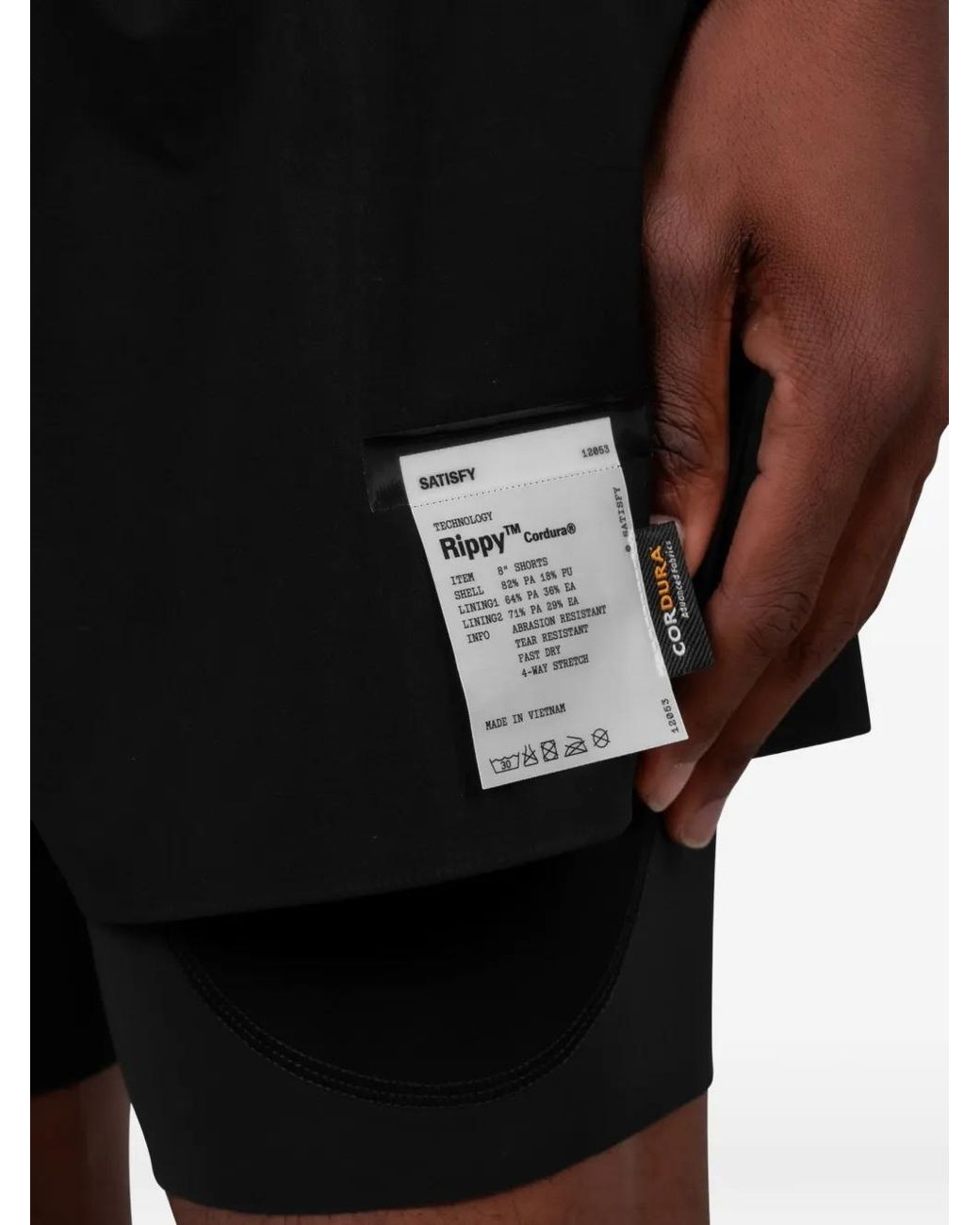 Satisfy Black Rippy Cordura Shorts for men