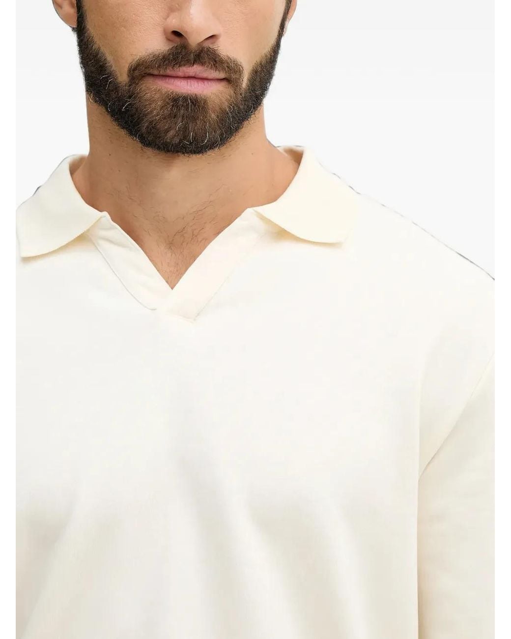 Lindbergh White Long-Sleeve Polo-Collar Sweatshirt for men