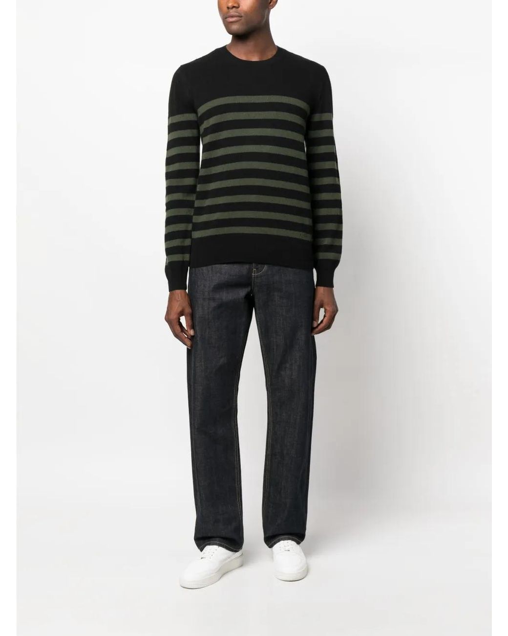 A.P.C. Black Striped Wool Jumper for men