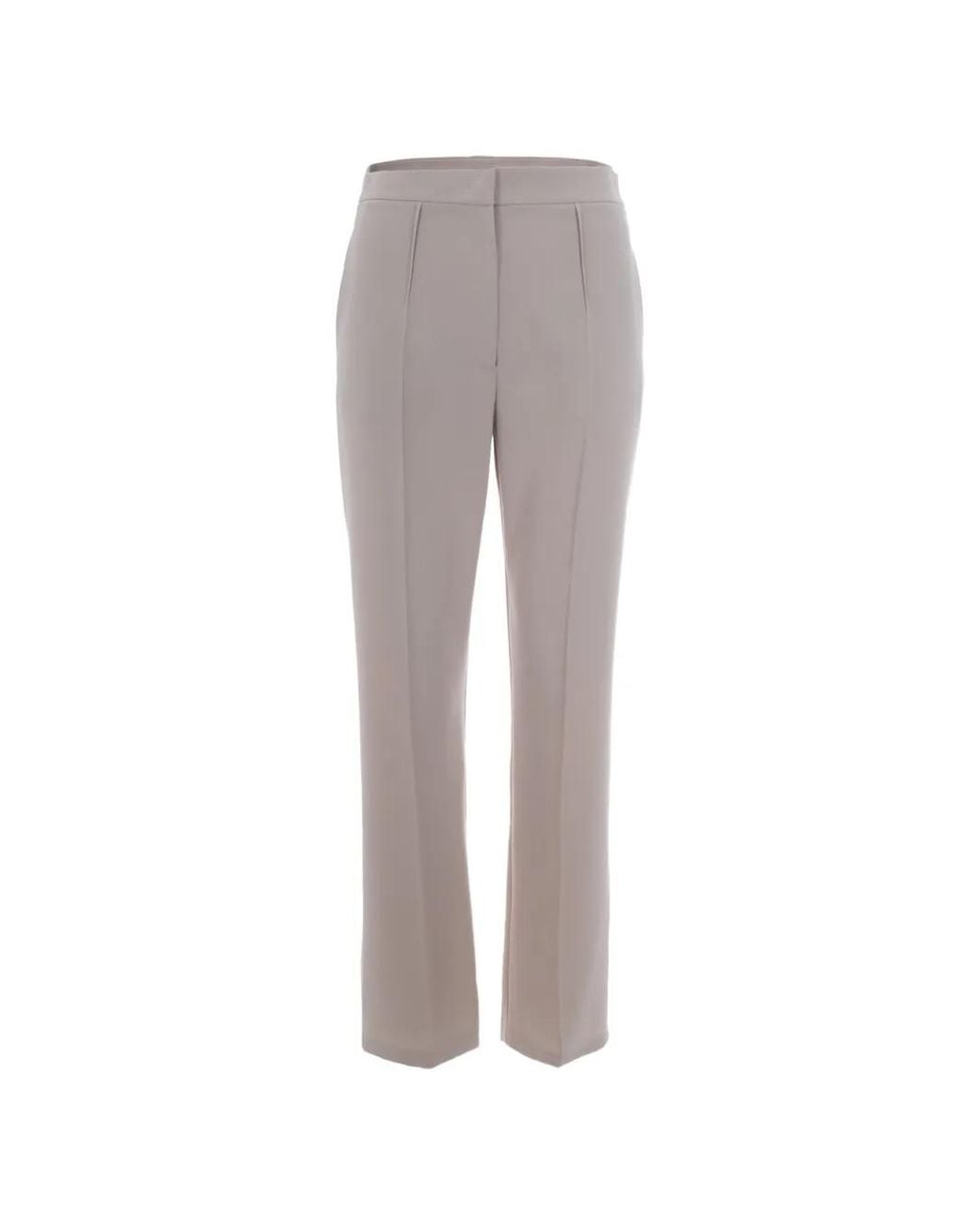 Patrizia Pepe Gray Logo-Plaque Trousers