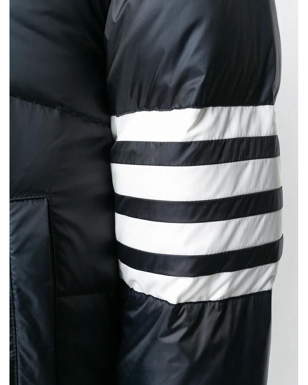 Thom Browne Blue Matte Nylon 4-Bar Down Filled Coat for men