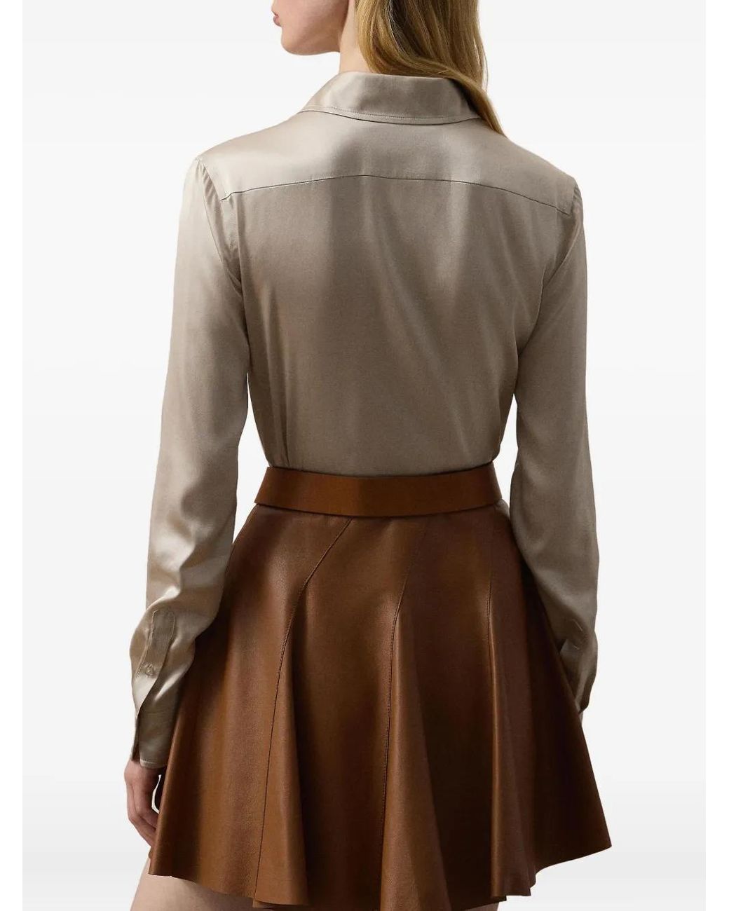 Ralph Lauren Natural Satin Button-Up Shirt