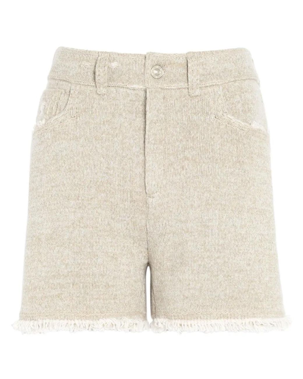 Barrie Natural Fine-Knit Fringe-Detail Shorts