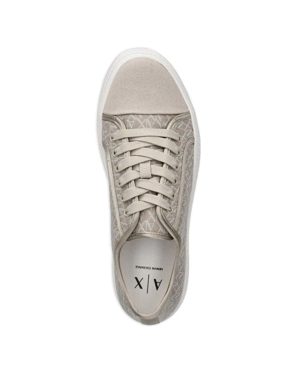 ARMANI EXCHANGE White Monogram-Print Platform Sneakers