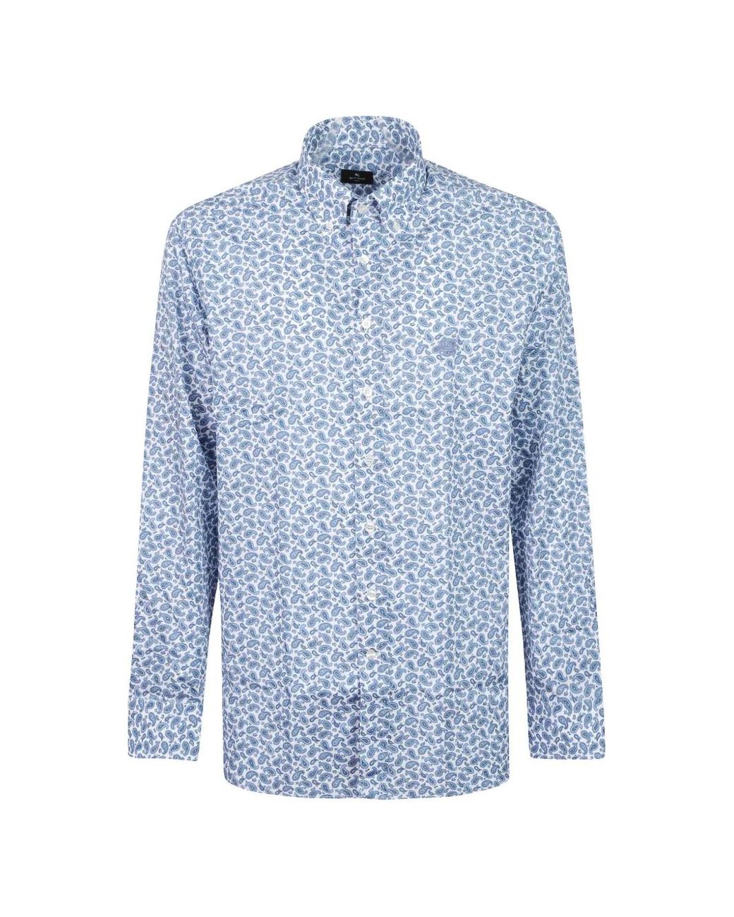 Etro Blue Paisley-Print Button-Down Shirt for men