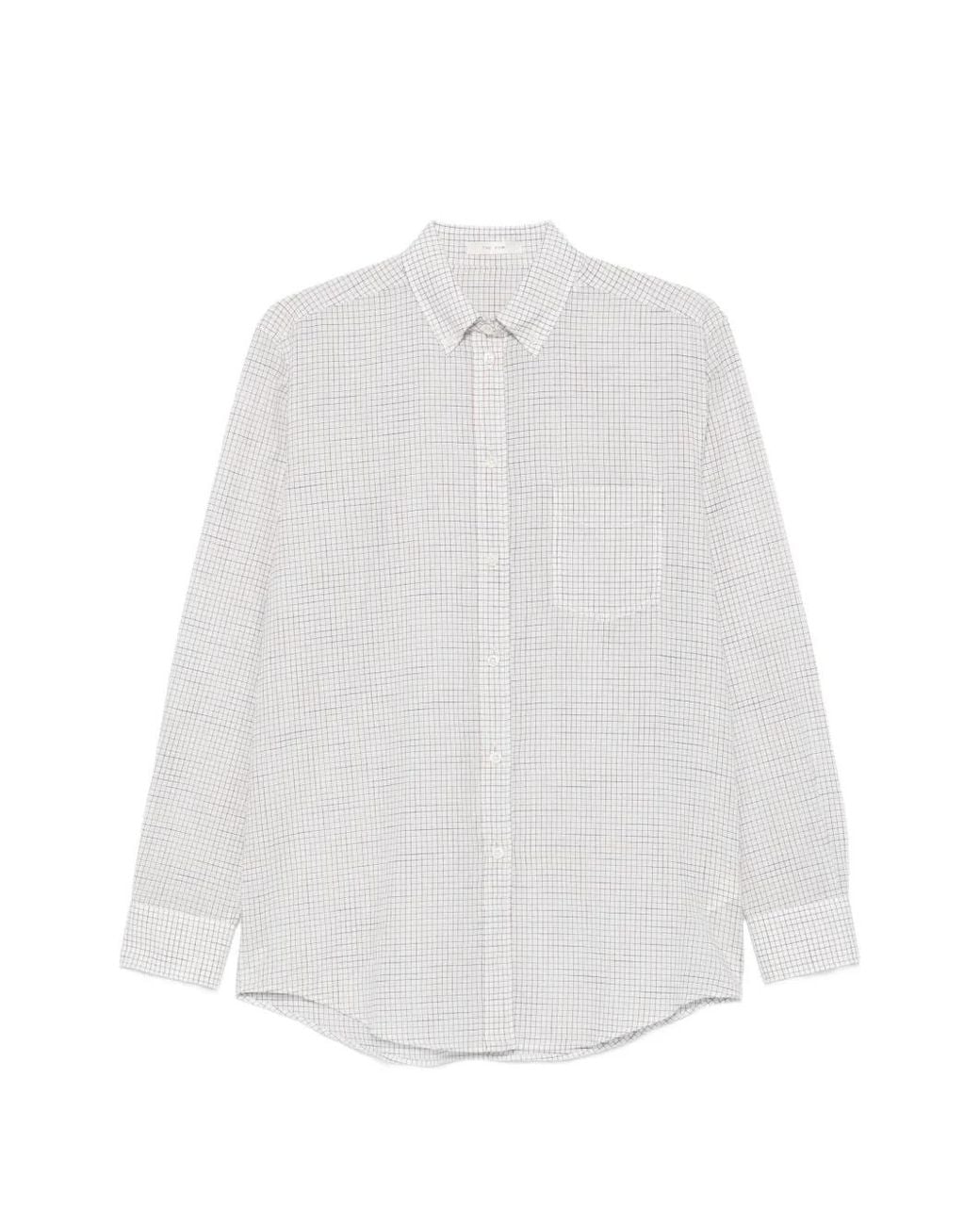 The Row White Dalan Check-pattern Long-sleeve Shirt