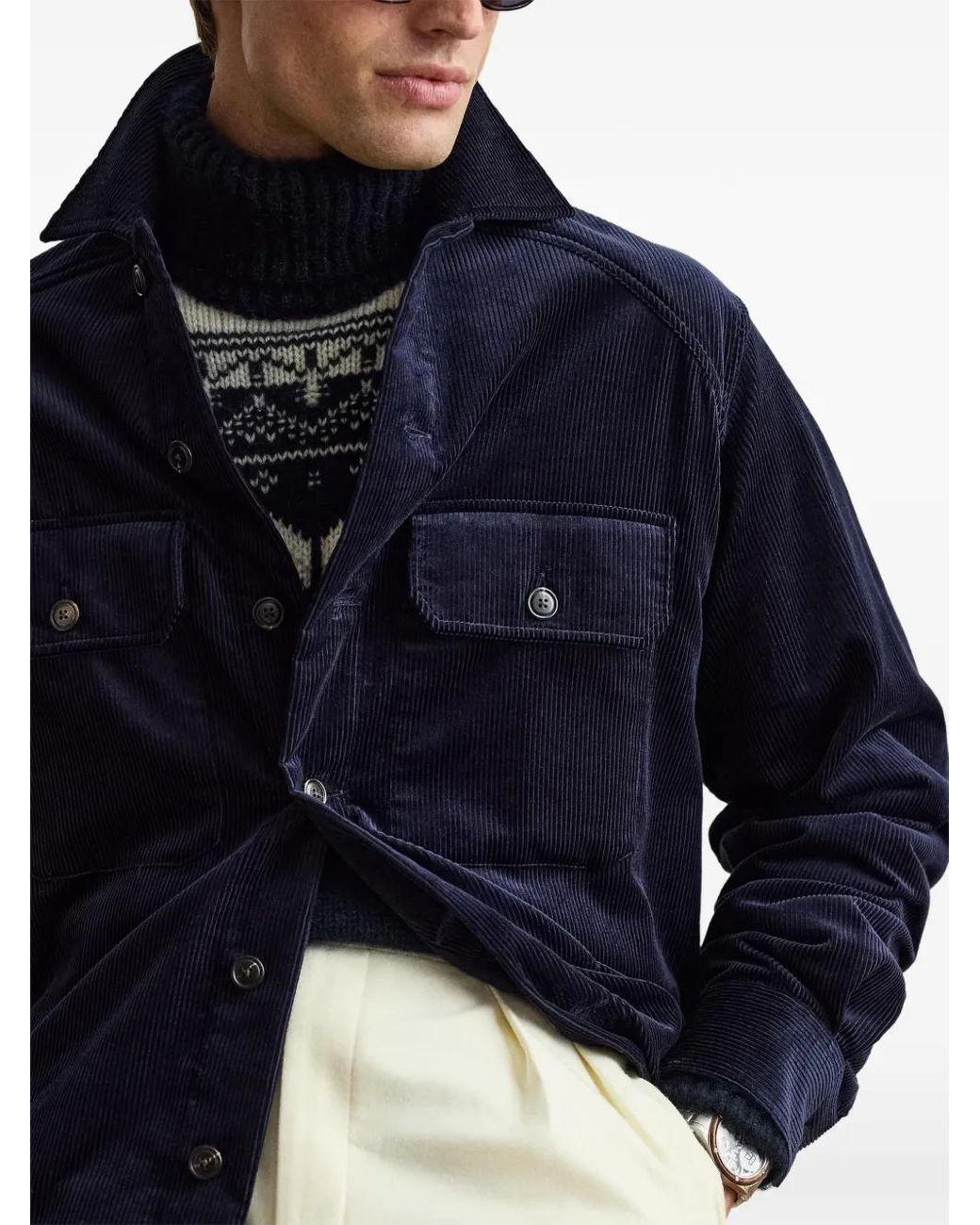 Ralph Lauren Blue Clyborn Corduroy Shirt Jacket for men