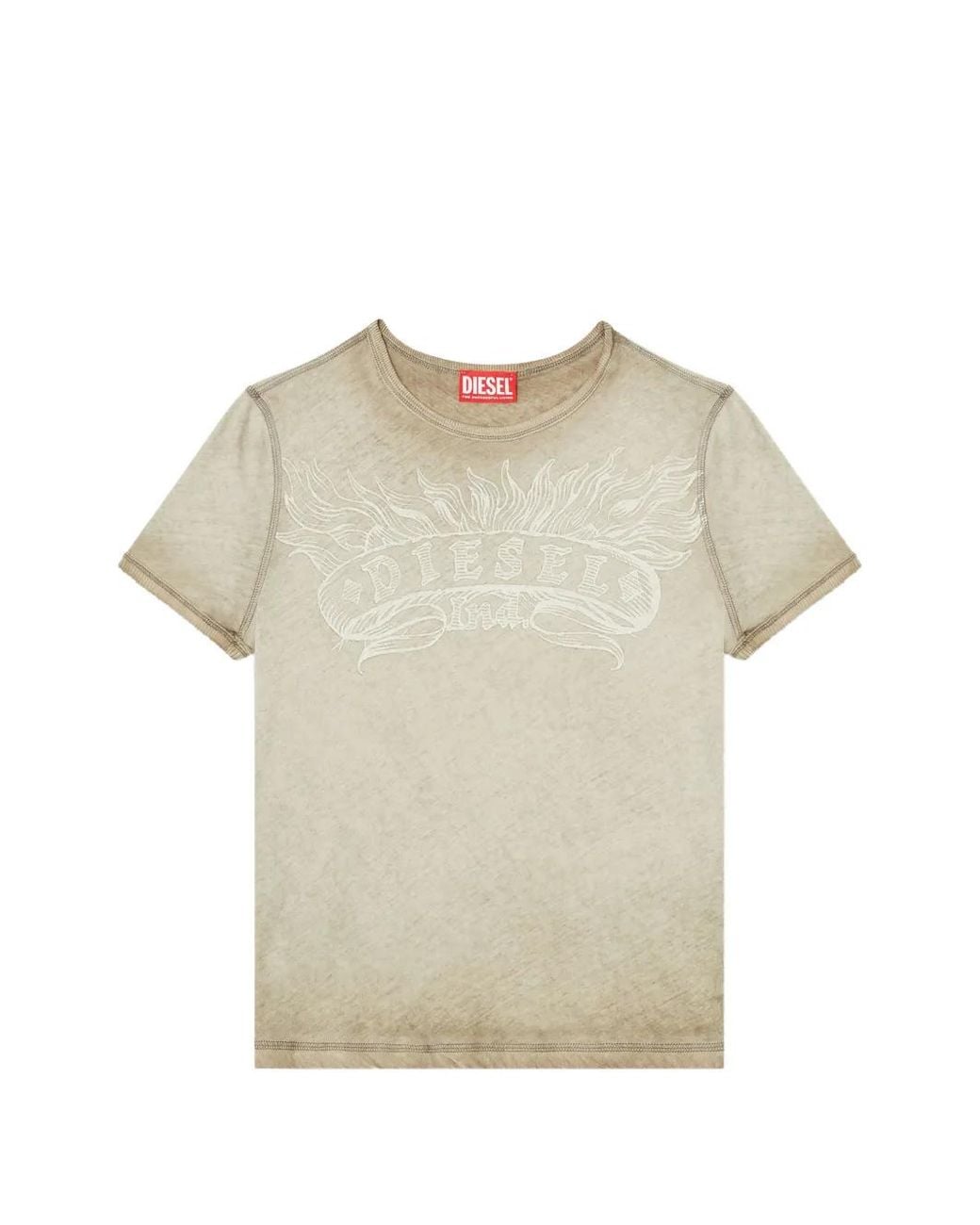 DIESEL Natural Slim T-Shirt With Logo Print