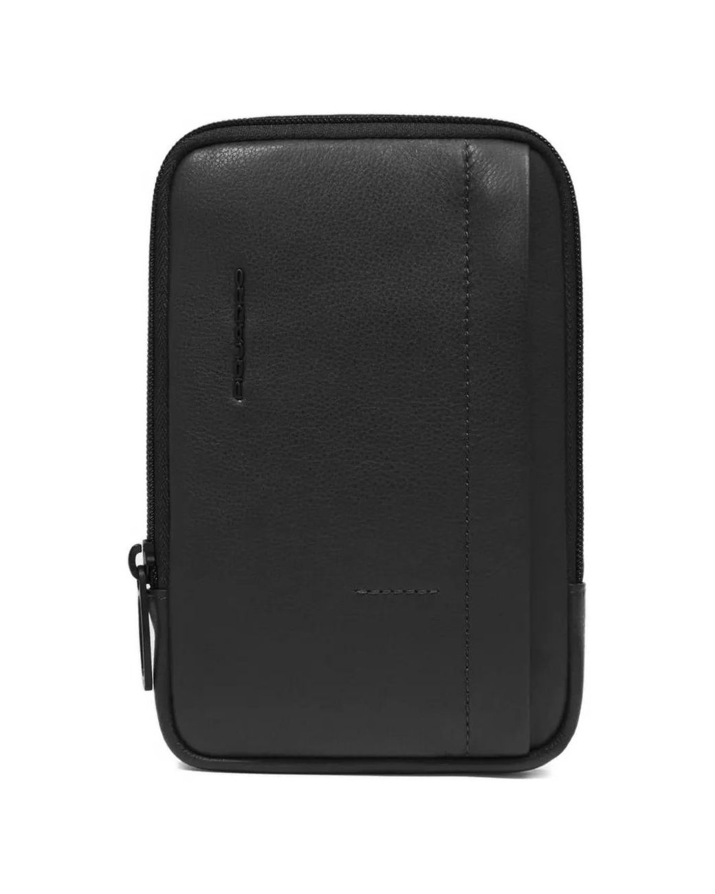 Piquadro Black Russel Leather Phone Case for men