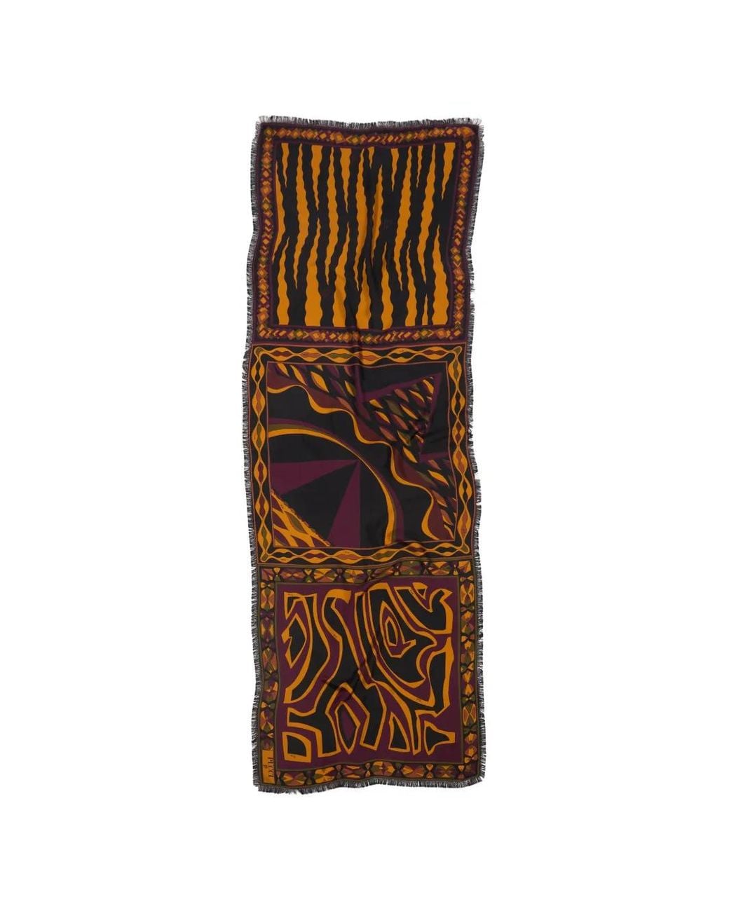 Emilio Pucci Brown Mixed Print Silk Stole