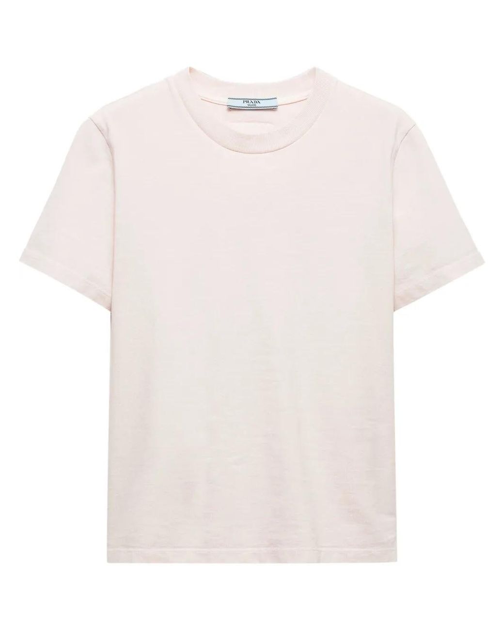 Prada White Triangle-Logo Jersey T-Shirt