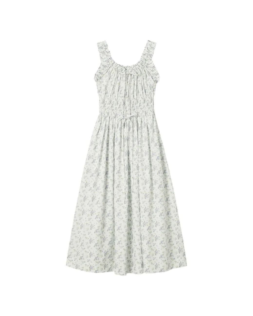 B+ AB White Floral-Print Ruffled Dress
