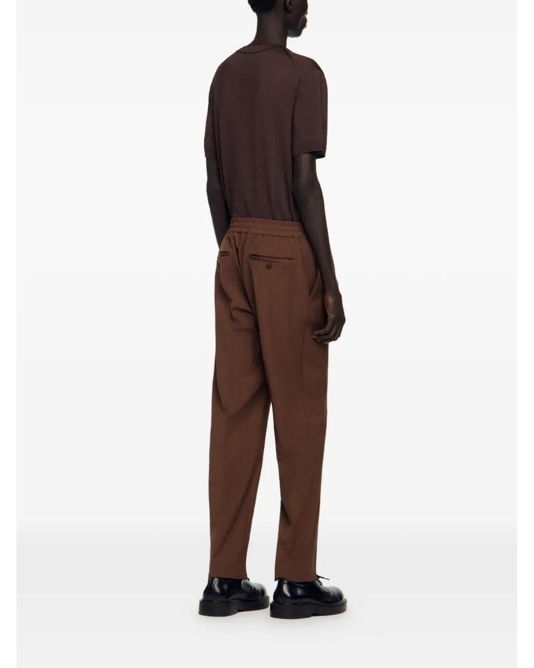 Sandro Brown Elasticated Straight-Leg Trousers for men