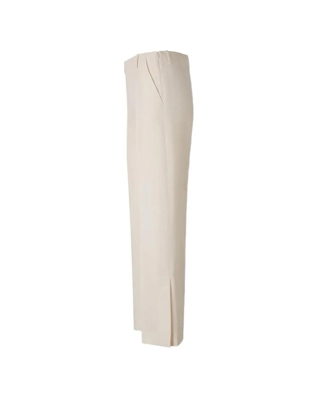 Khaite White Pressed-Crease Slit-Hem Trousers