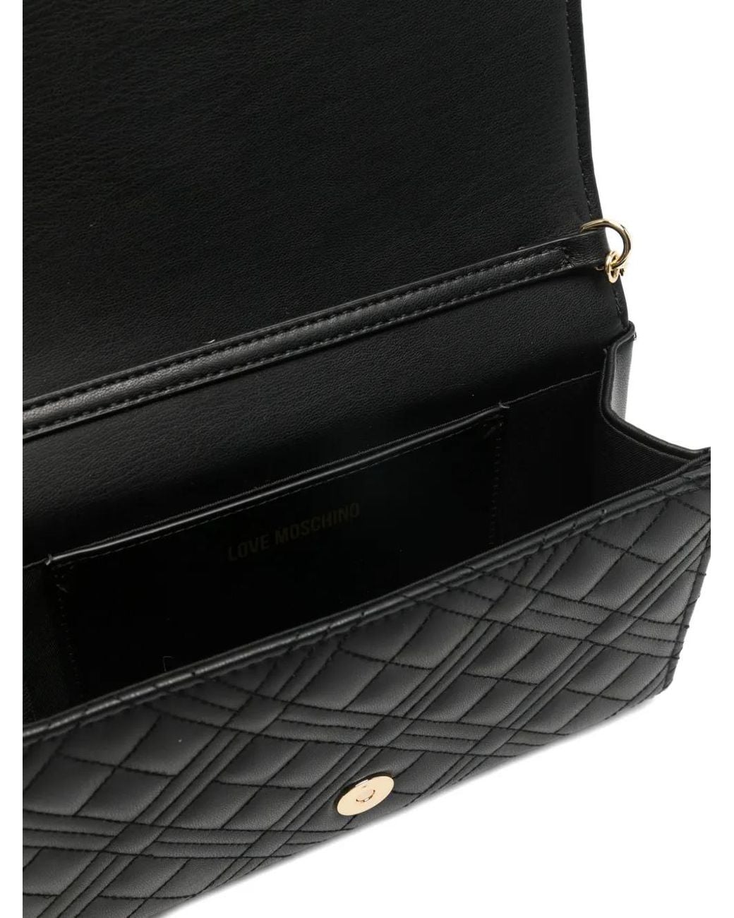 Love Moschino Black Quilted Logo-Plaque Cross Body Bag