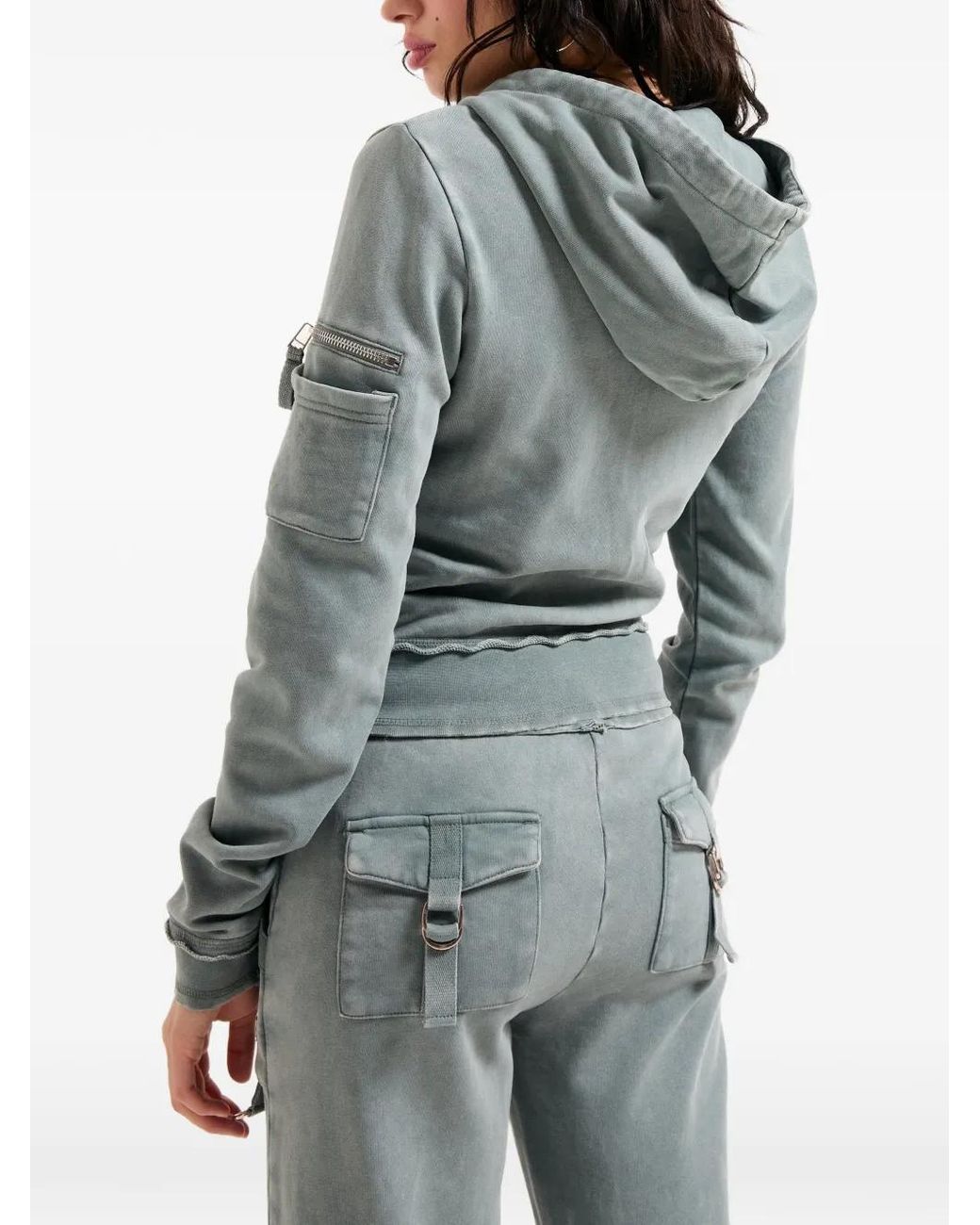 Juicy Couture Blue Washed-Effect Zip-Up Hoodie