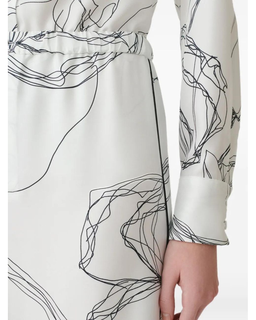 Fabiana Filippi White Floral-Print Silk Trousers