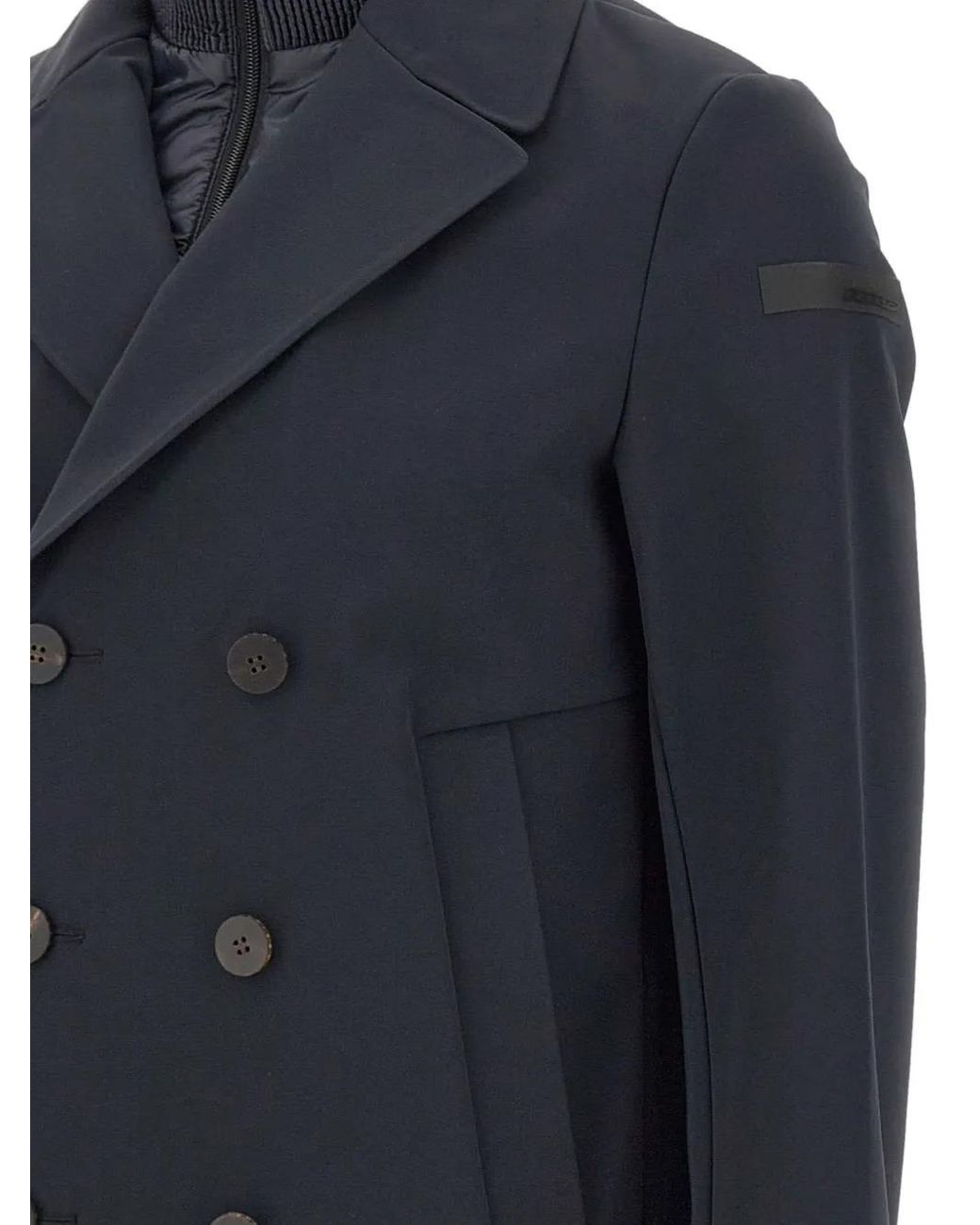 Rrd Blue Double-Breasted Peacoat Jacket for men