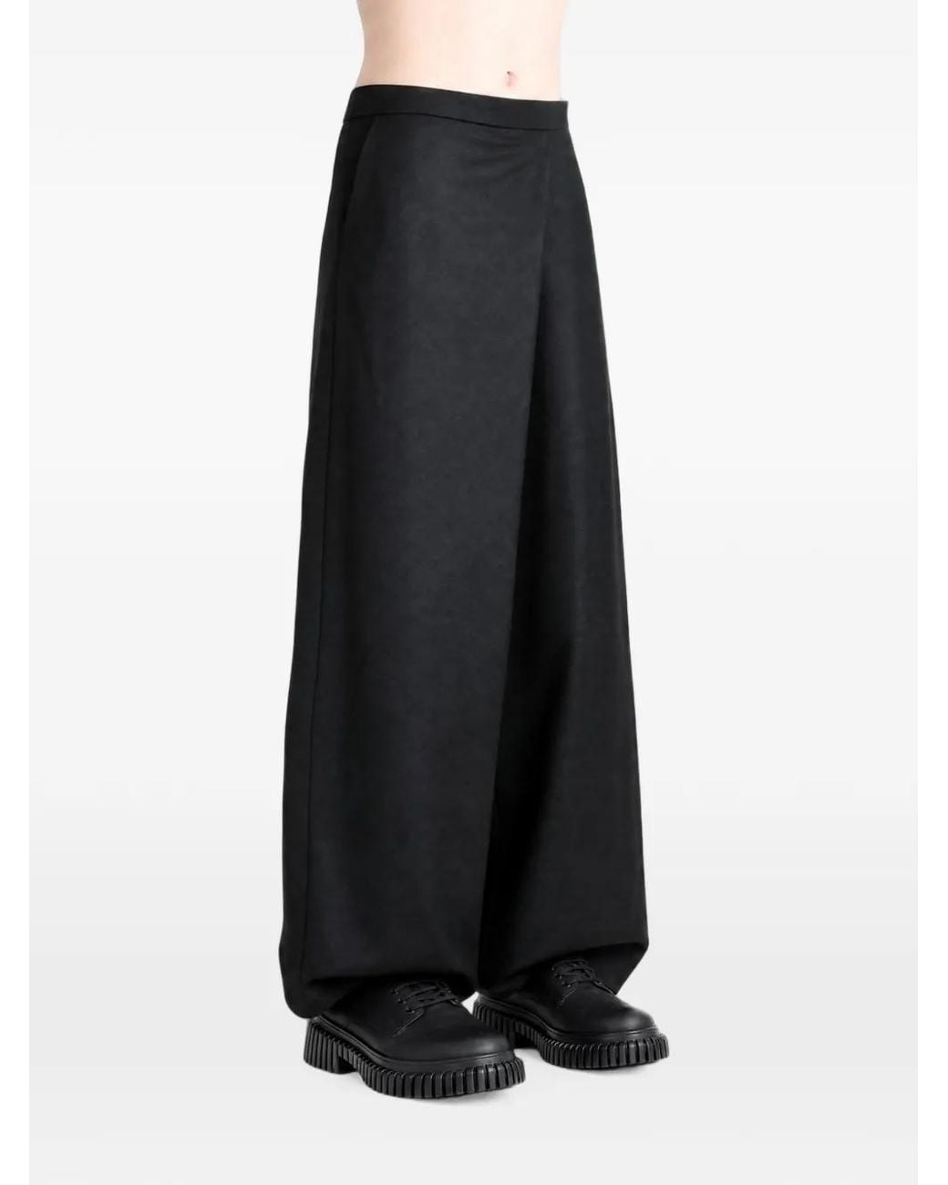 TAIGA TAKAHASHI Black Elasticated-Cuff Wool Trousers
