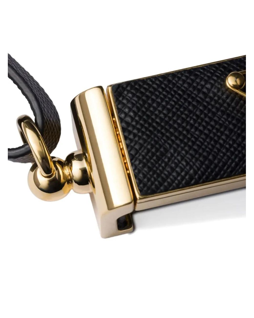 Prada Black Triangle-Logo Leather Smartphone Case