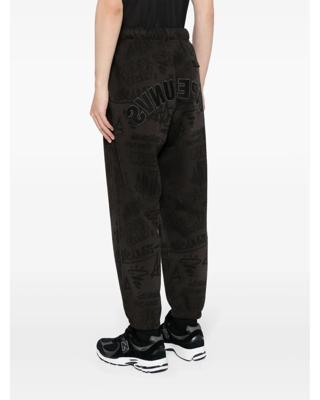 Aape By A Bathing Ape Black Graphic-Print Drawstring Track Pants for men
