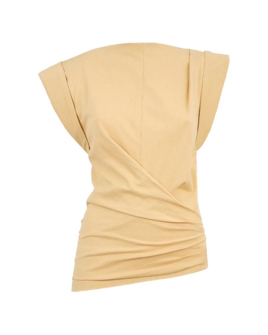 Isabel Marant Natural Draped Short-Sleeve Blouse