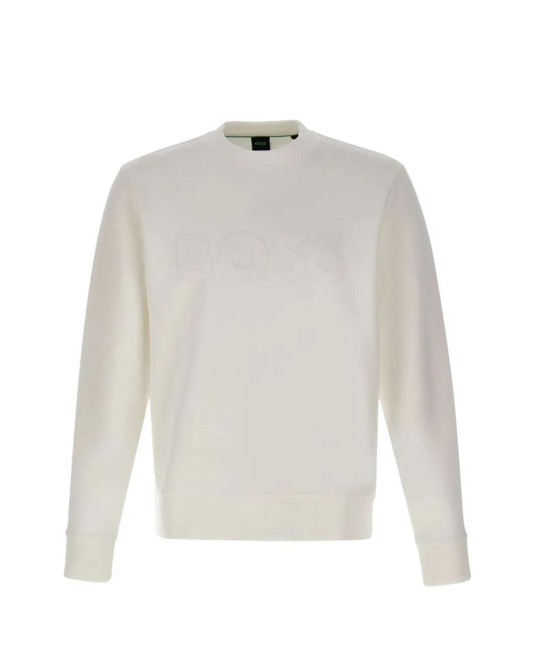 Boss White Tonal-Logo Sweatshirt for men