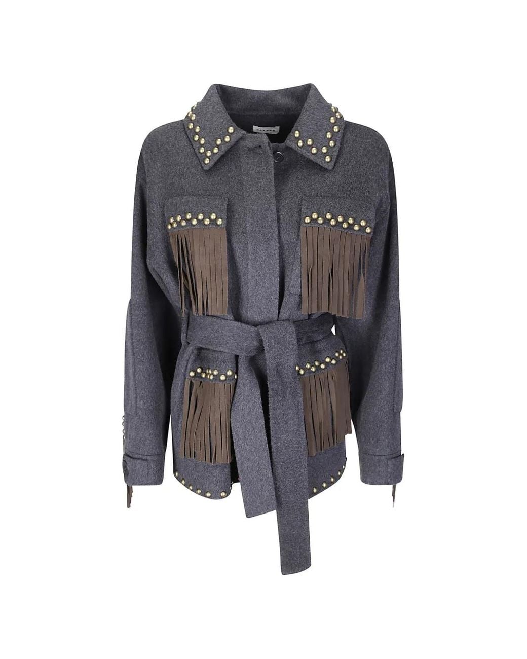 P.A.R.O.S.H. Gray Fringed Military Jacket