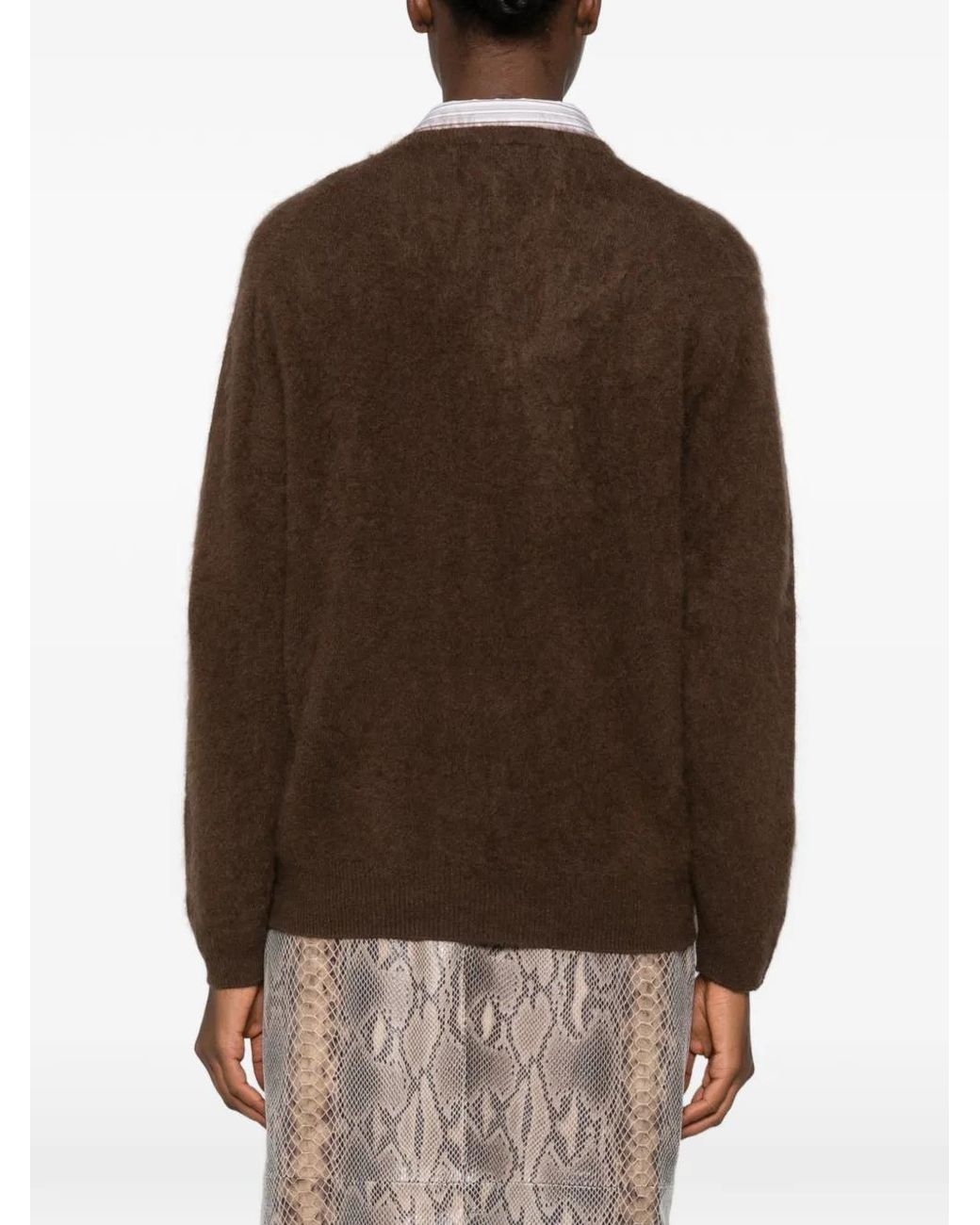 IVORY PARIS Brown Dolly V-Neck Sweater