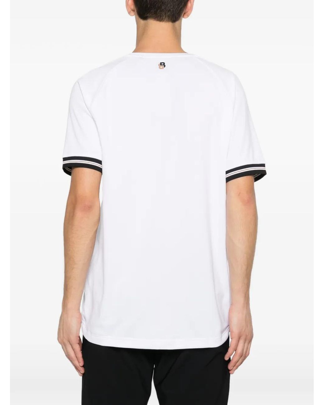 Boss White Active Slim-Fit T-Shirt With Tennis-Ball Eming for men