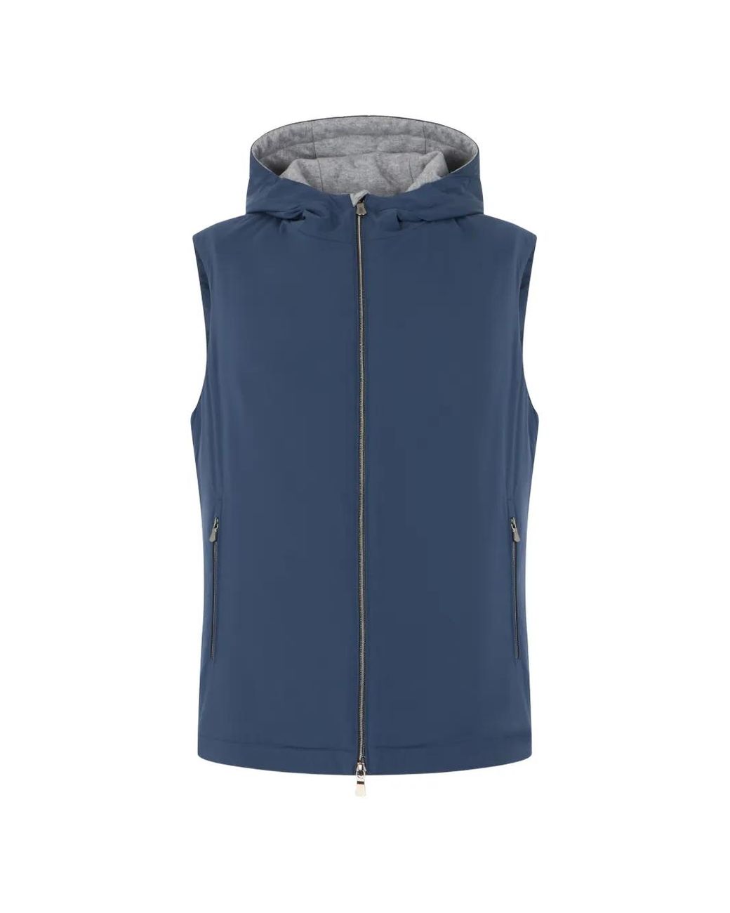 Fedeli Blue Hooded Zip-Up Gilet for men