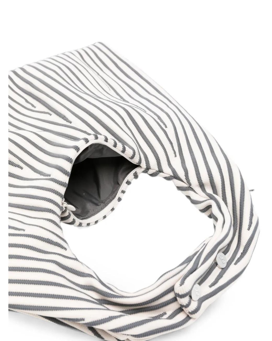 CFCL White Medium Dayfuku Pleated Striped Tote Bag