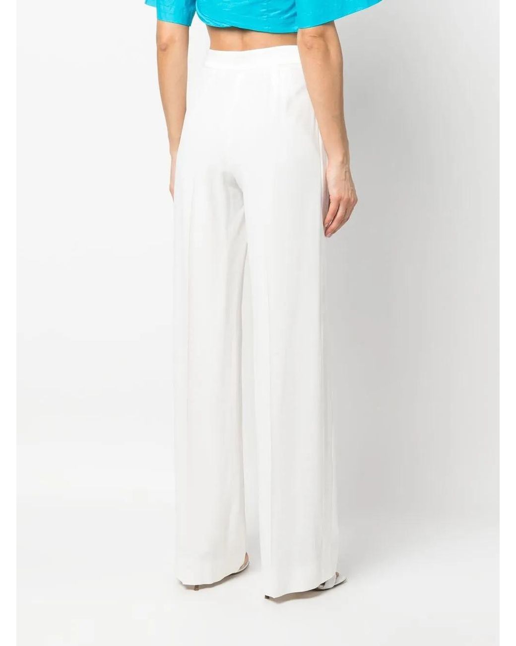 Alberta Ferretti White Straight-Leg Tailored Trousers