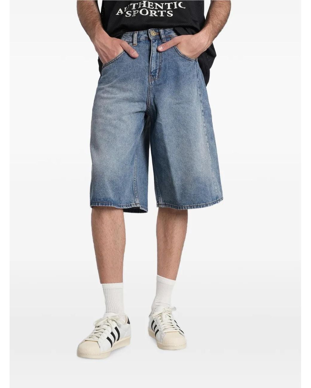 Adidas Blue Short En Jean À Logo Brodé for men