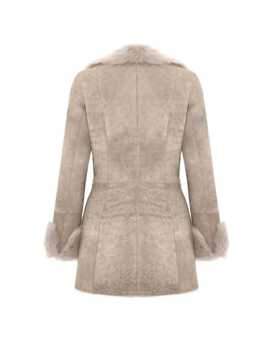 Bigardini Natural Lumina Shearling-Trim Belted Jacket