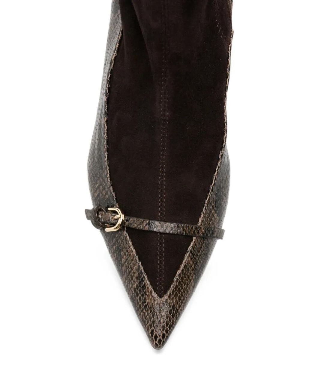 Roberto Del Carlo Black Snakeskin-Effect Buckled Ankle Boots