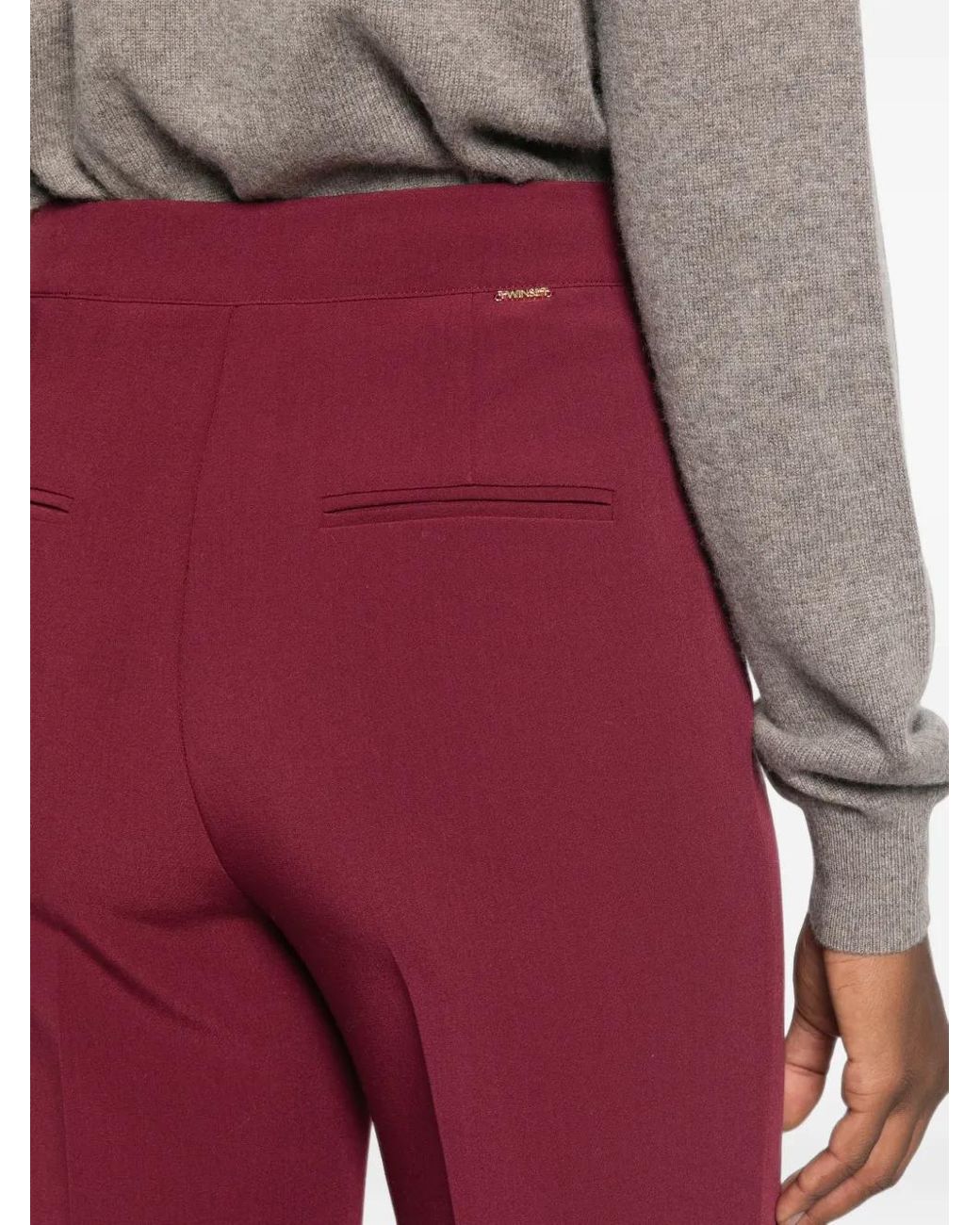 Twinset Red Pressed-Crease Wide-Leg Trousers