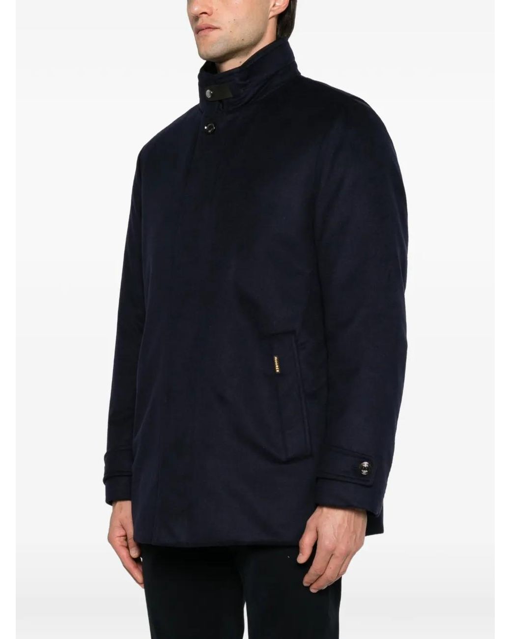 Moorer Blue High-Neck Buttoned Jacket for men