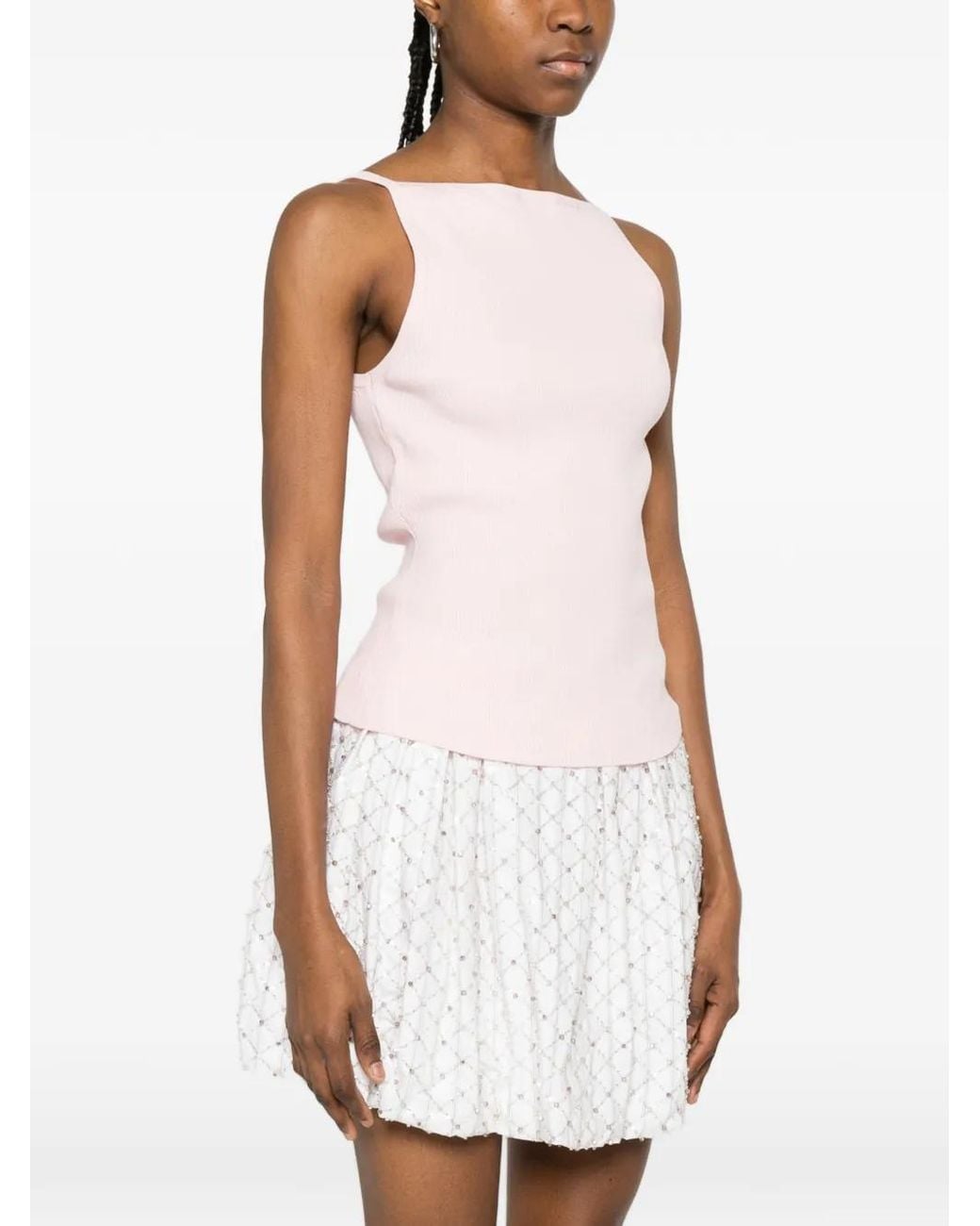 Maje Pink High Straight-Neck Top