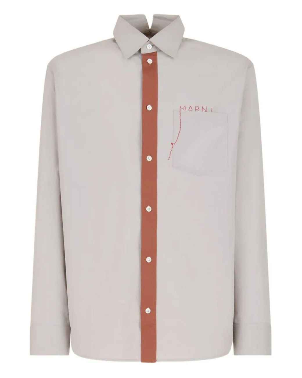 Marni White Split-Collar Embroidered Shirt for men