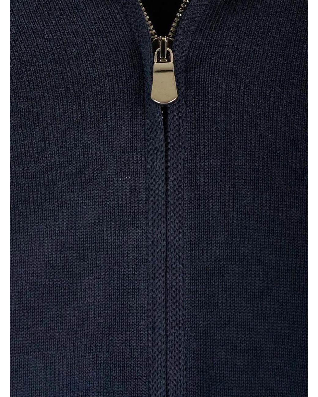 Al Duca D'aosta Blue Zip-Up Drawstring Hoodie for men