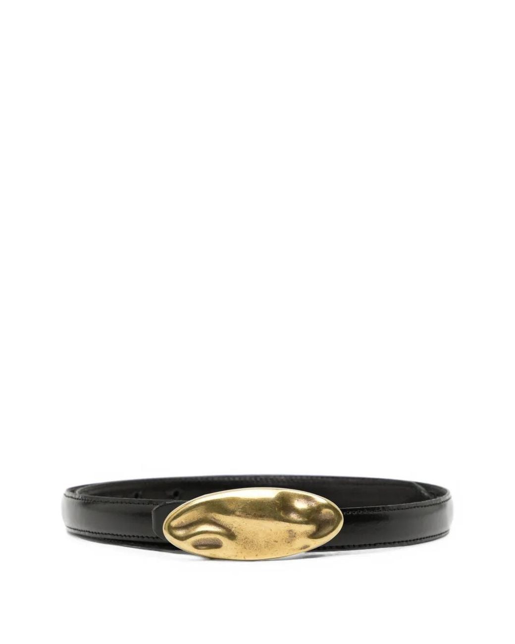 Alberto Luti White Sculptural-Buckle Leather Belt