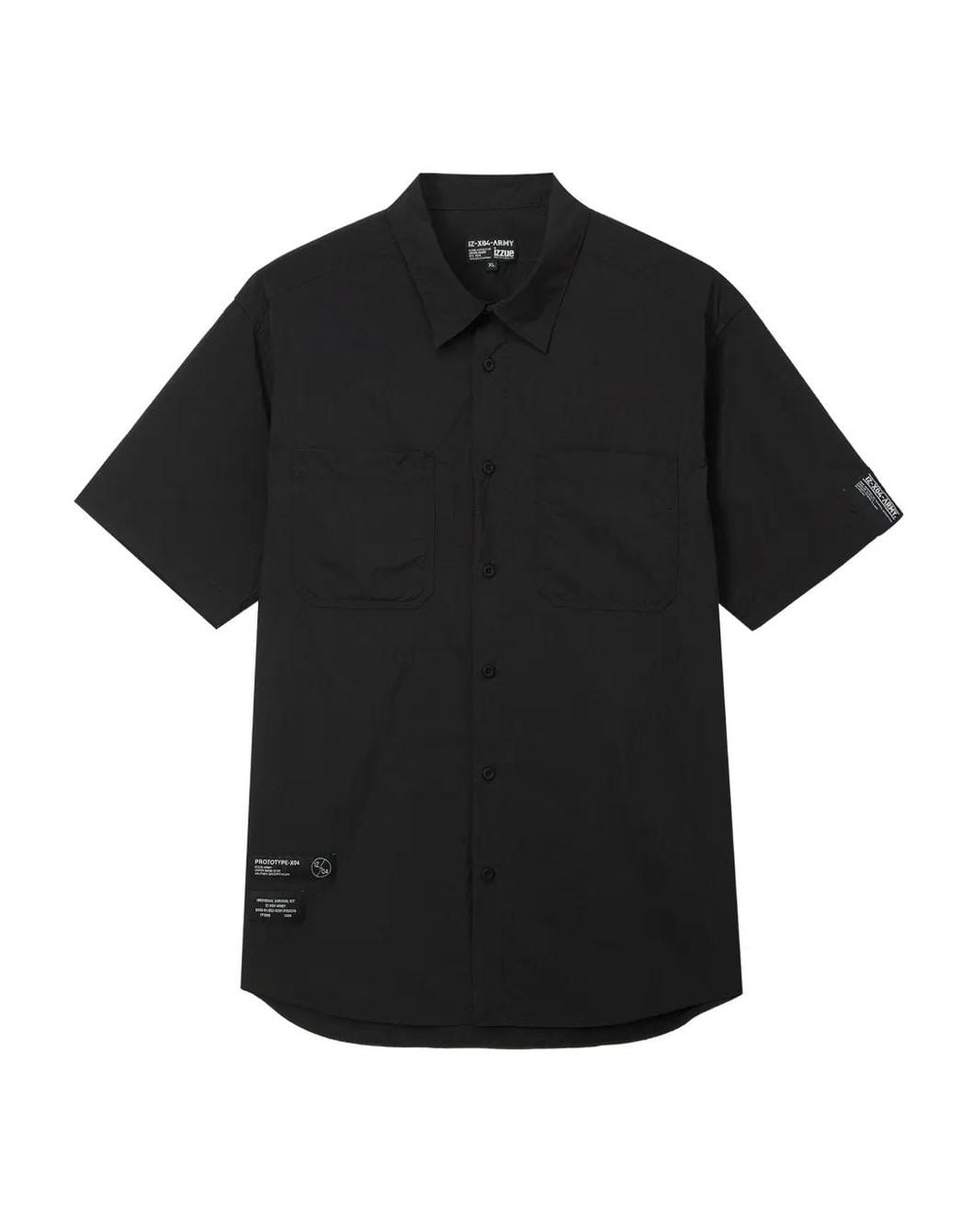 Izzue Black Short-Sleeve Utility Shirt for men
