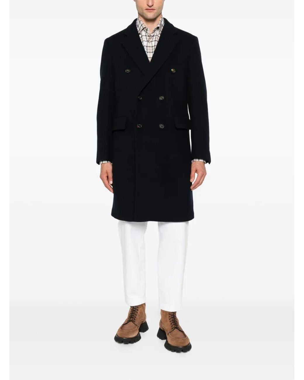 Eleventy Blue Double-Breasted Button Coat for men