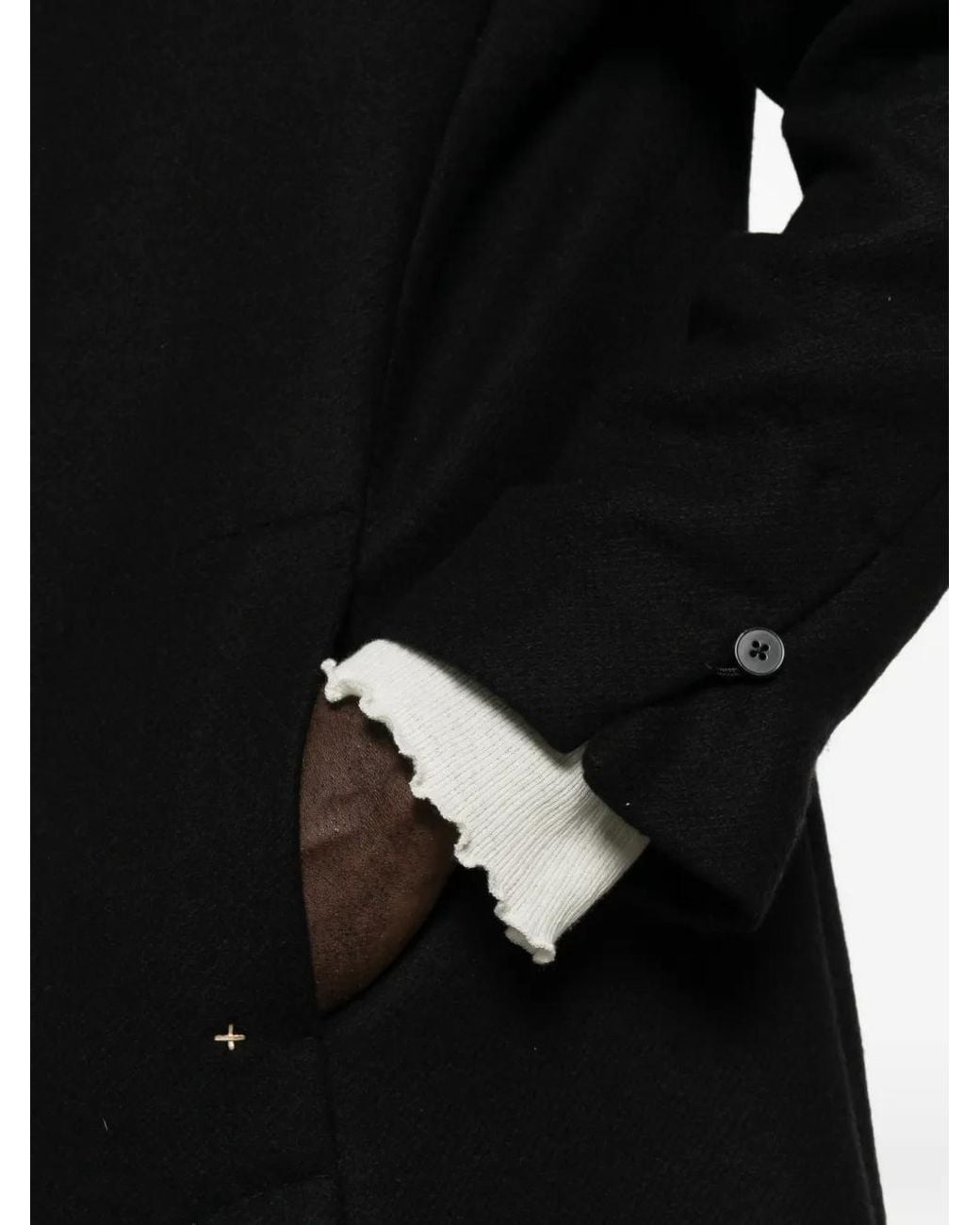 Ma+ Black Button-Up Single-Breasted Coat for men