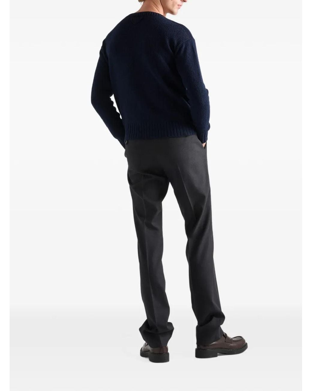 Prada Blue Long-Sleeves Sweater for men