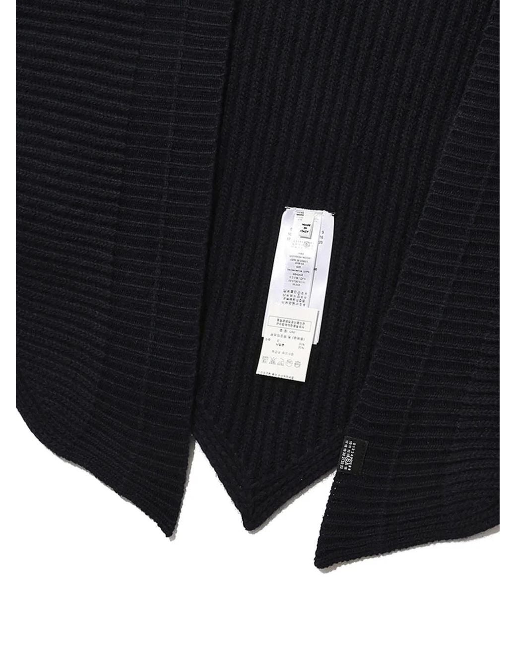 MM6 by Maison Margiela Blue Ribbed-Knit Triangular Scarf