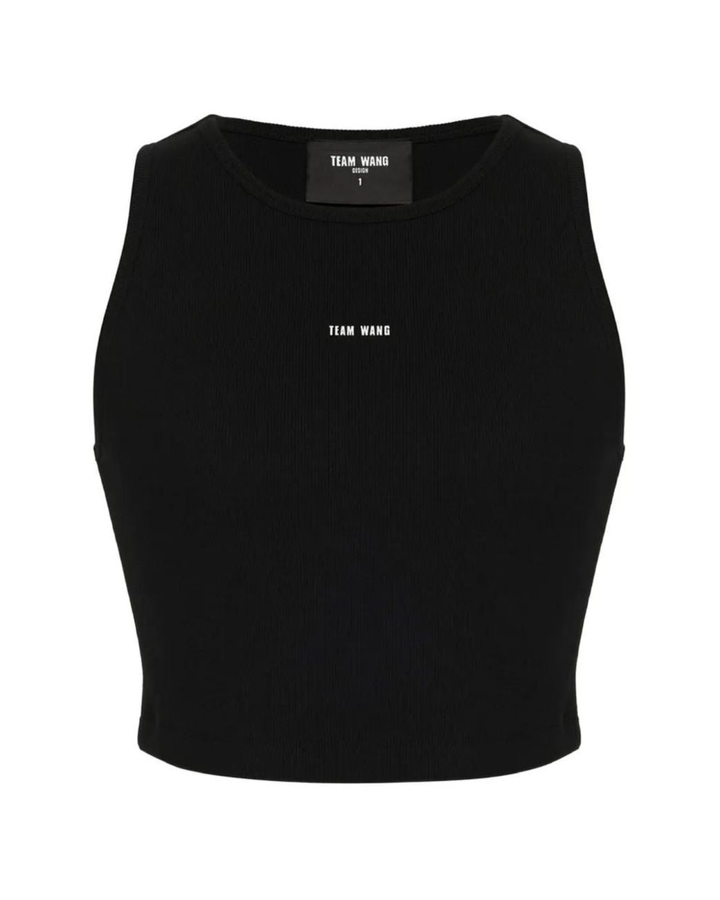 TEAM WANG design Black Logo-Print Ribbed Vest for men
