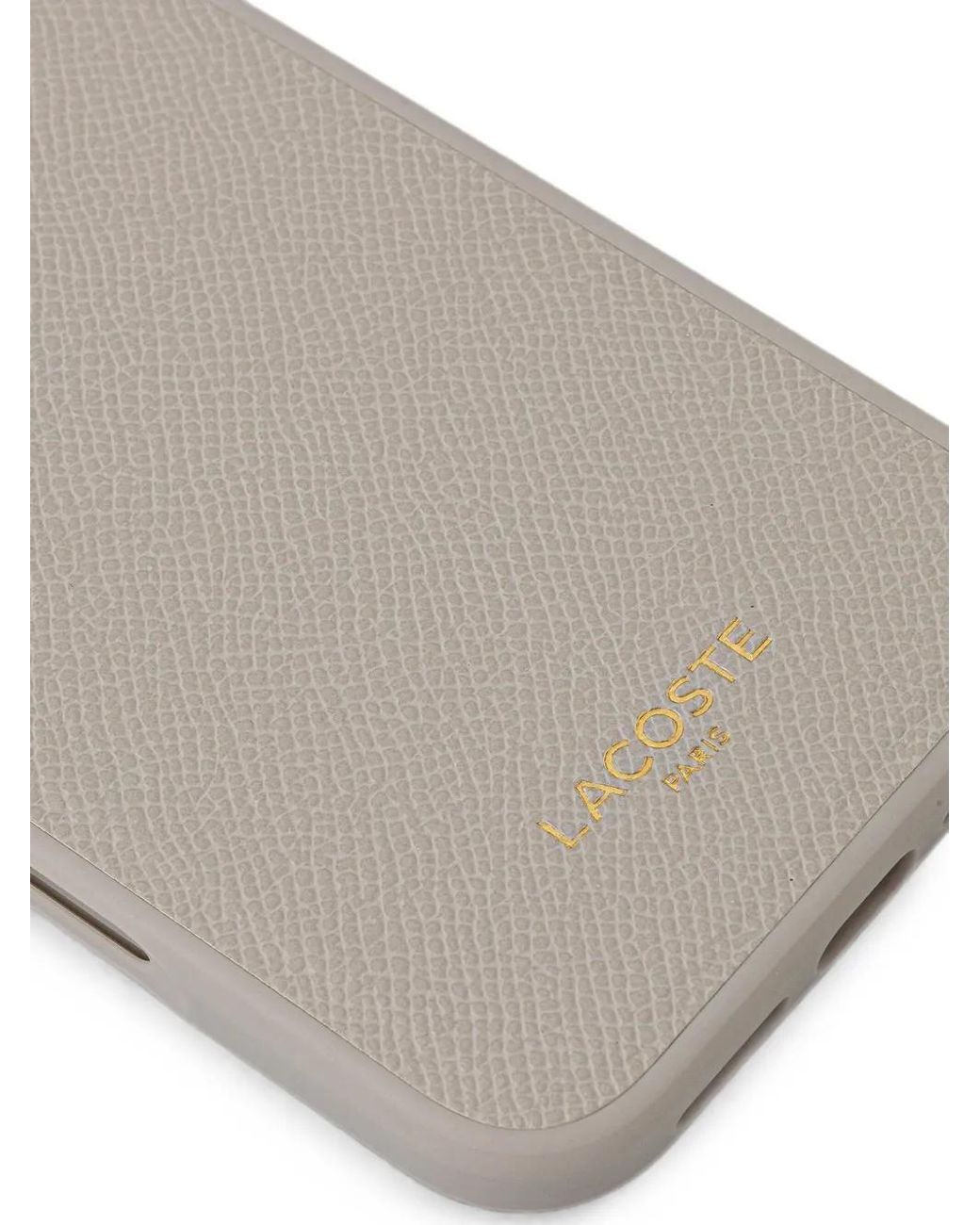 Lacoste Gray Logo-Engraved Pebbled-Effect Iphone Case