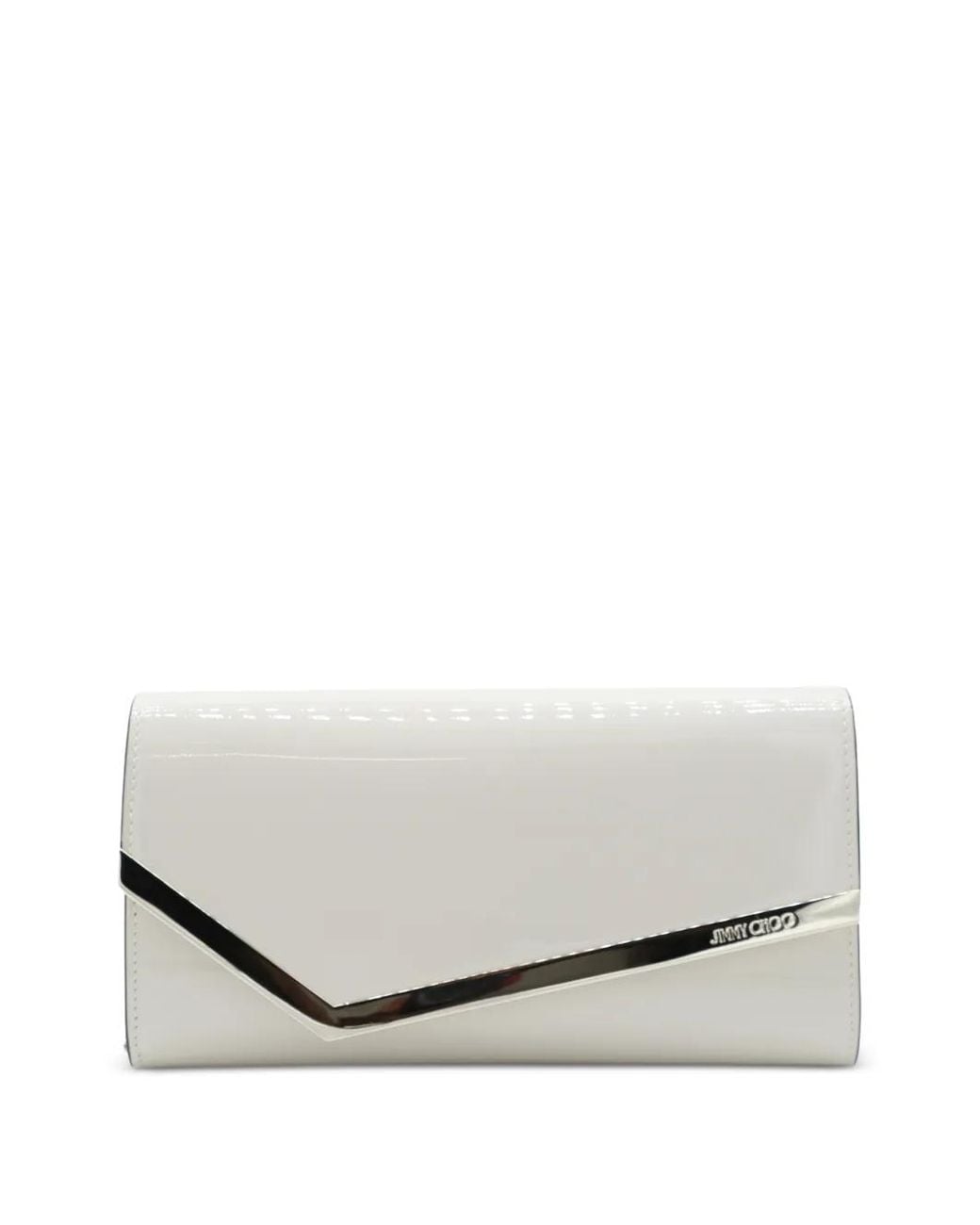 Jimmy Choo White Pochette Emmie En Cuir Verni